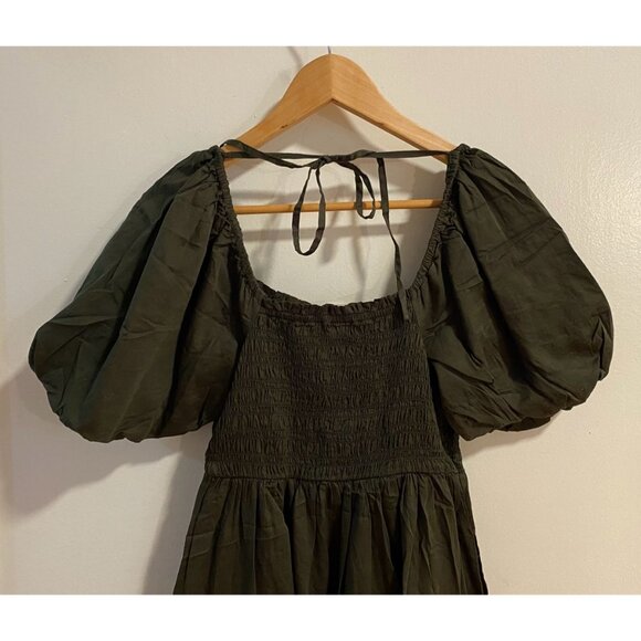 GAP Green Puff Sleeved Smocked Mini Dress XS Petite / XSP (Sundress, Short) - Picture 5 of 7